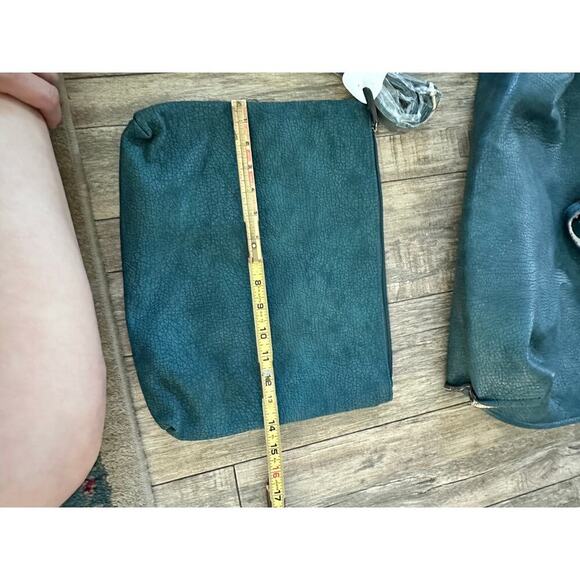 Free People Women's Teal Green Leather Shoulder Straps Tote Bag - Picture 7 of 12